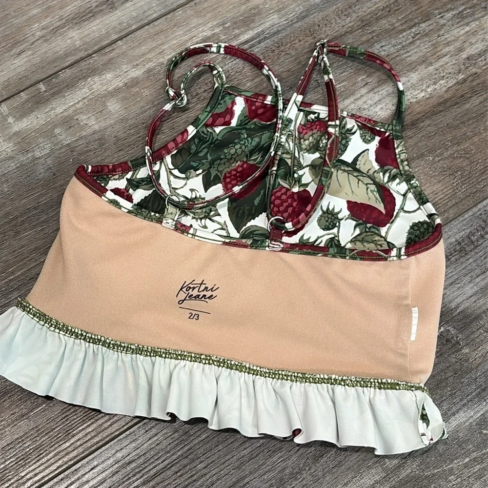 Kortni Jeane Raspberry Ruffle Tankini Top 2/3
